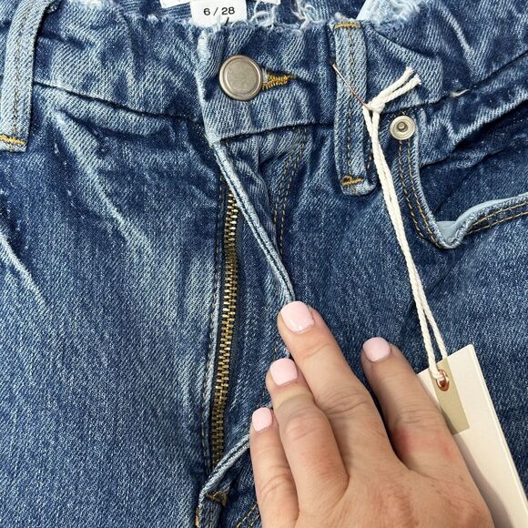 Good American Good 90's Slim Distressed High Rise Straight Leg Indigo061 6 NWT - Picture 6 of 10